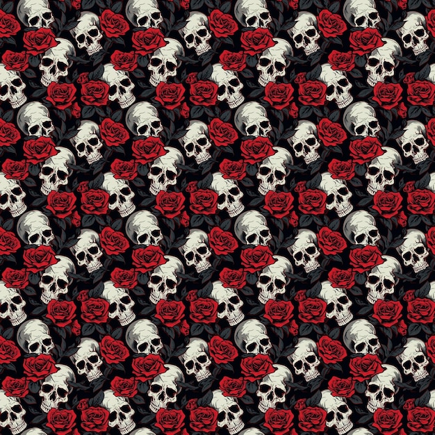 Red amp Black Skull and Red Rose Patterns