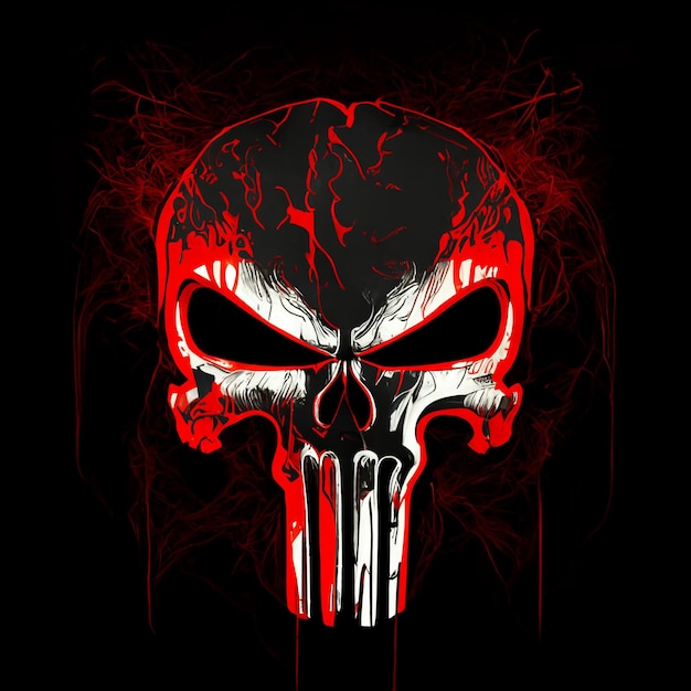 A red and black skull skullet with head generative ai