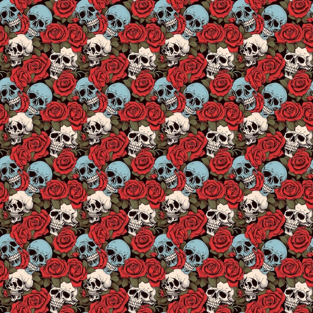 Photo red and black skull tile designs