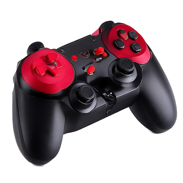 Photo a red and black video game controller