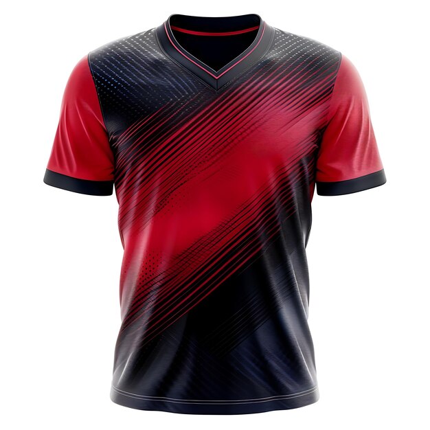 A red black and white soccer jersey with a red stripe | Premium AI