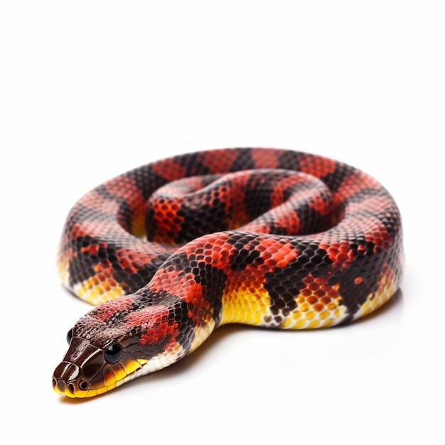 A red, black and yellow snake with a red ring around its neck.