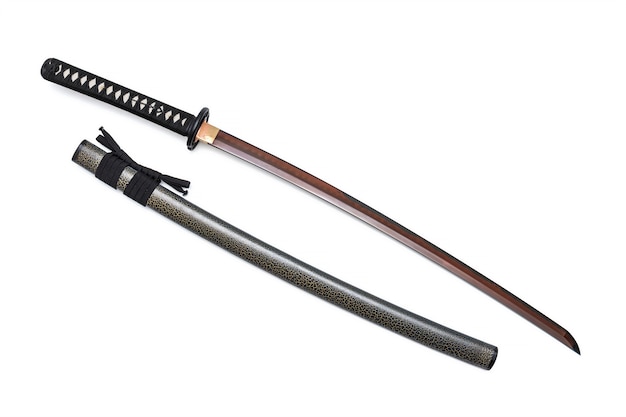 Red blade Japanese sword  black cord with  full textured scabbard.