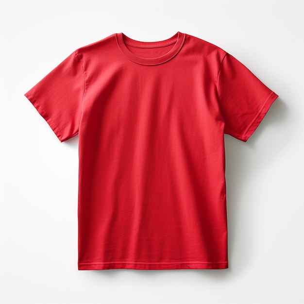 Макет фотографии красной пустой футболки Изолированный AI Сгенерирован