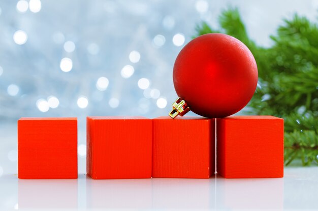 red blocks and christmas decoration