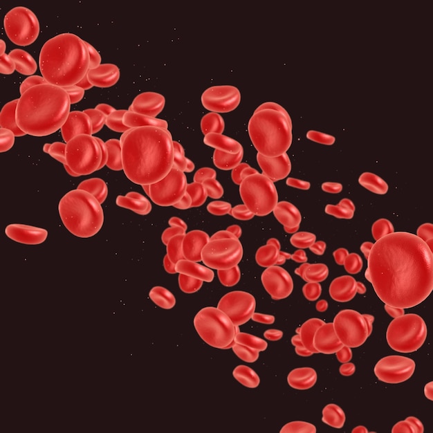 Photo red blood cell flowing