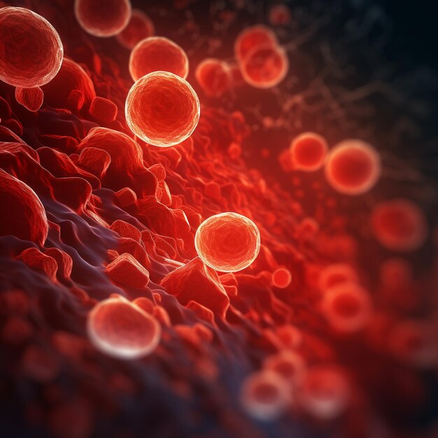 Красное кровяное тельце окружено красными кровяными тельцами.