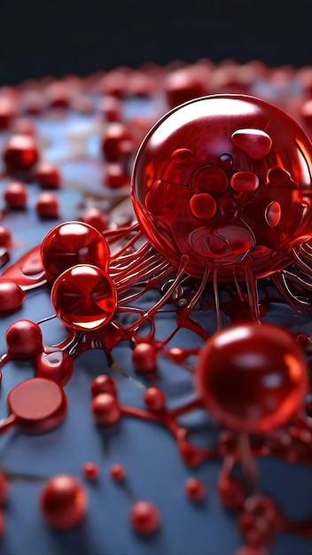 Фото Красные кровяные клетки 3d визуализация медицинская и исследование