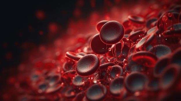 A red blood cells background with red blood cells in the middle