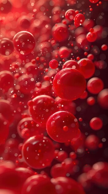 Red blood cells floating in a blood vessel