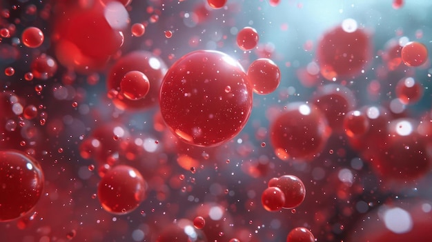 Red blood cells floating in a blood vessel