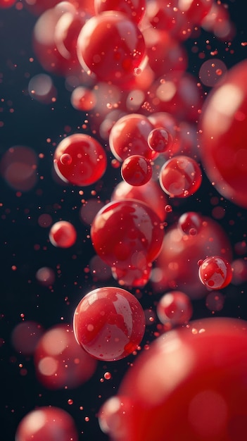 写真 暗い背景に浮かぶ赤血球