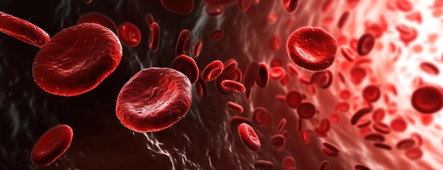 Photo red blood cells flowing inside a vein