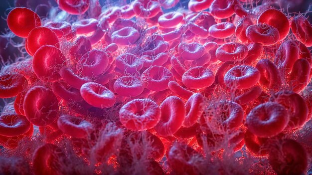 Photo red blood cells flowing in a vessel 3d illustration