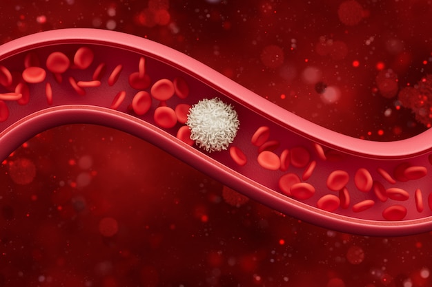 Red blood cells inside an artery, vein. flow of blood inside a\
living organism. scientific and medical concept. 3 d\
illustration.