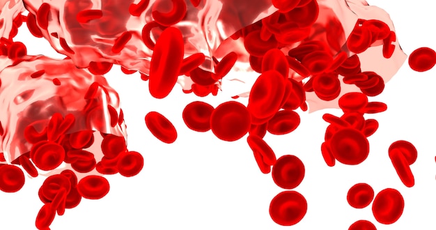 Красные кровяные клетки, изолированных на белом фоне.