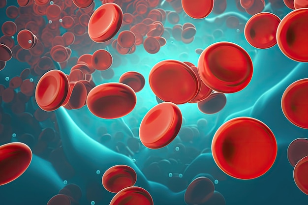 Red blood cells Medical hematology background with erythrocytes Generative AI