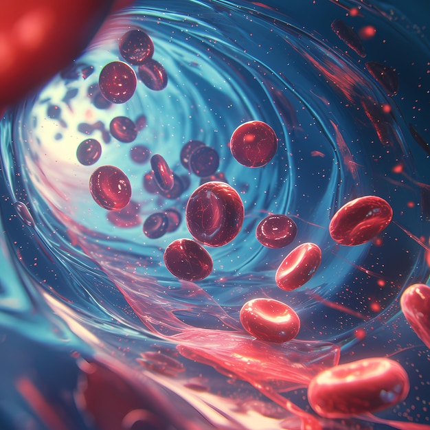 Photo red blood cells in motion