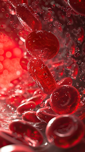 red blood cells move through a blood vessel