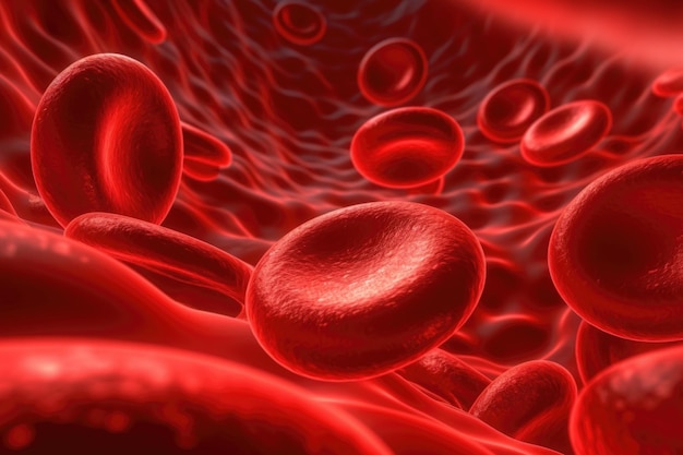 Red blood cells in vein3d renderingScience background 3D illustration