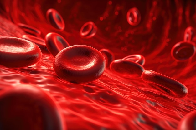 Red blood cells in vein3d renderingScience background 3D illustration