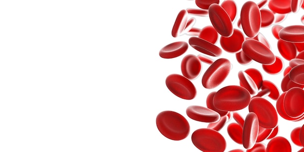 Красные кровяные клетки на белом фоне Научно-медицинская концепция 3D-рендер