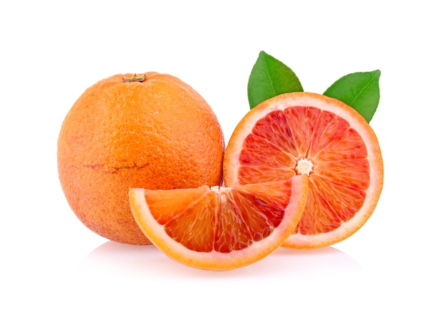 Red blood orange fruit isolated