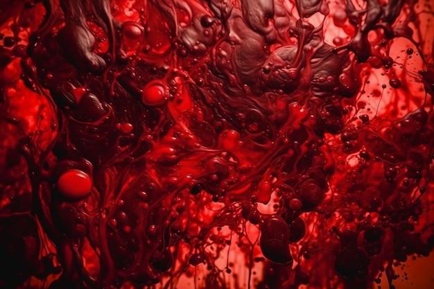 A red blood stain is shown on a black background