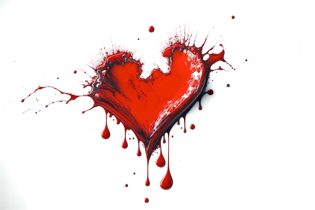 Red Bloody heart isolated on white background Ai generated