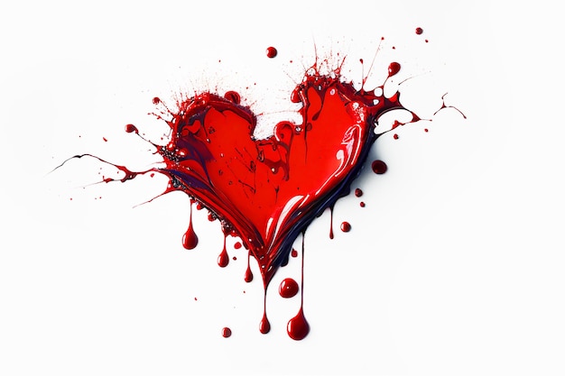 Red Bloody heart isolated on white background Ai generated