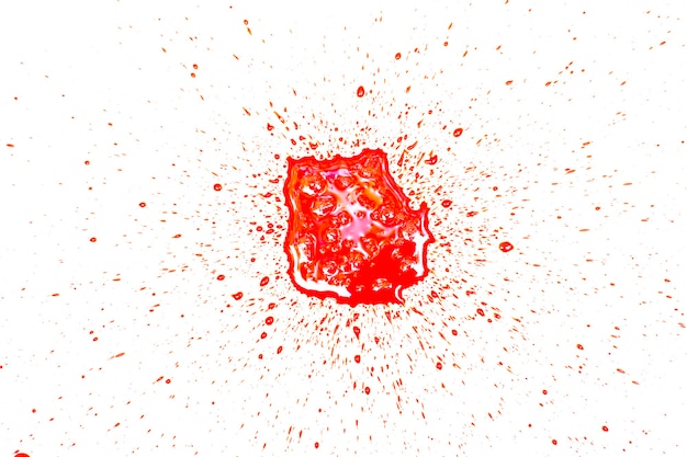 Red bloody spot in the shape on white background