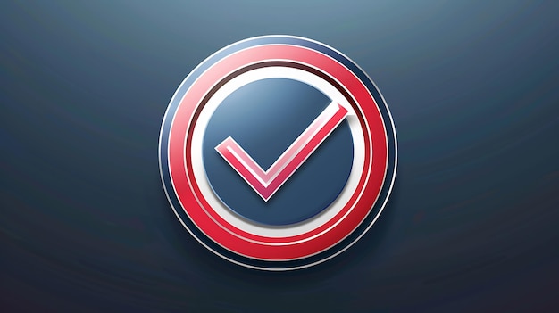 A red and blue 3D check mark icon