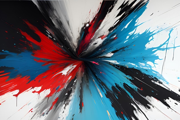 a red and blue abstract painting of a red and blue paint.