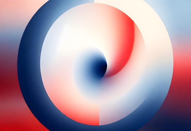 a red and blue abstract painting with a red and blue circle