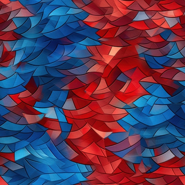 A red and blue background with a lot of triangles.