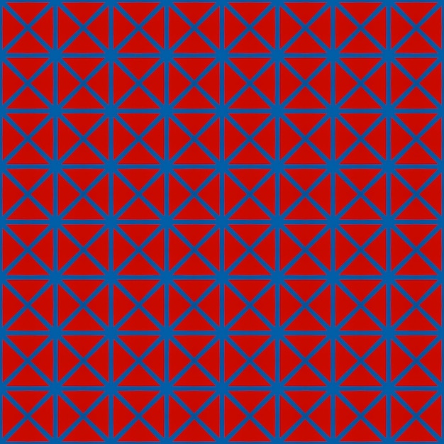 A red and blue background with a pattern of triangles.