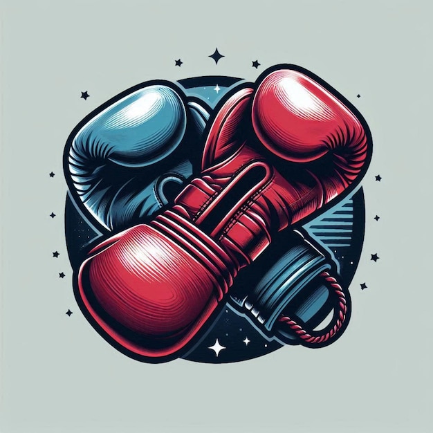 Photo a red and blue boxing gloves with a black background