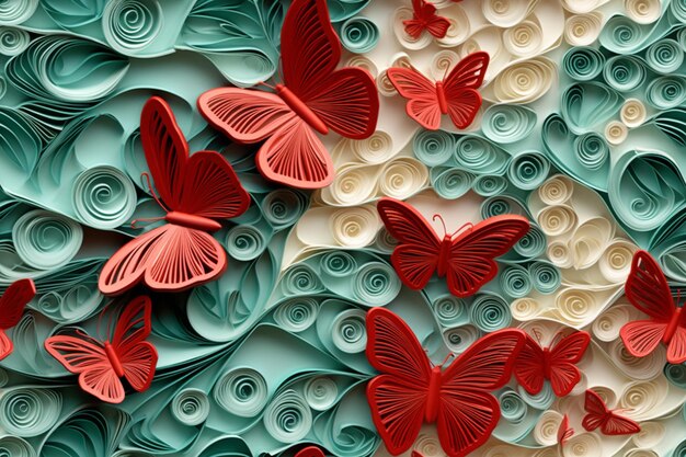 Photo red and blue butterfly