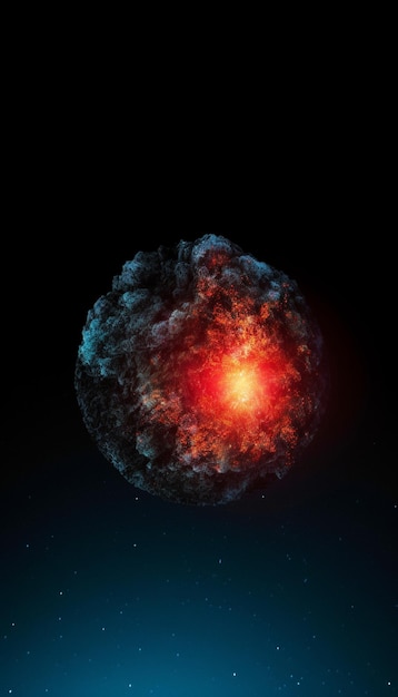 A red and blue explosion in space