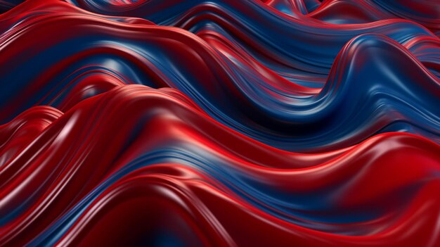 Red and blue fabric that is wavy and has a blue background.