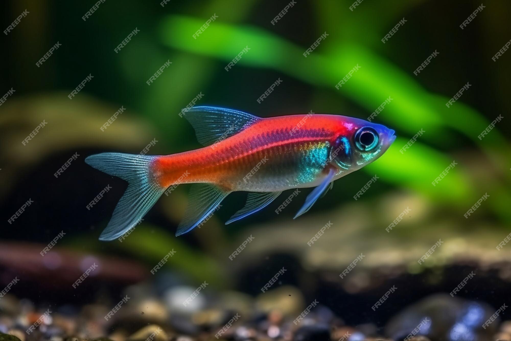 Premium AI Image | A red and blue fish with a blue and red tail