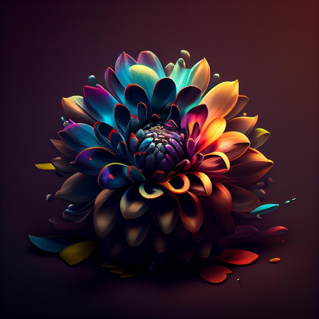 Red and blue flowerGenerative AI