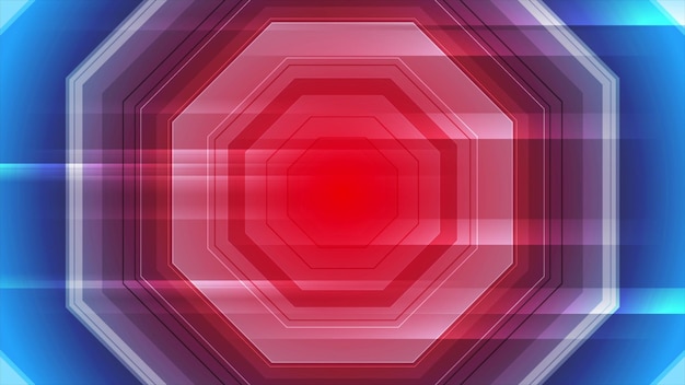 Red blue glossy octagons abstract tech background