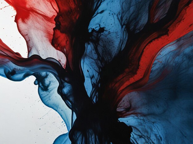 a red and blue ink is shown with a blue and red ink