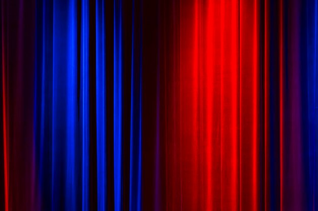 Red and blue light on curtain