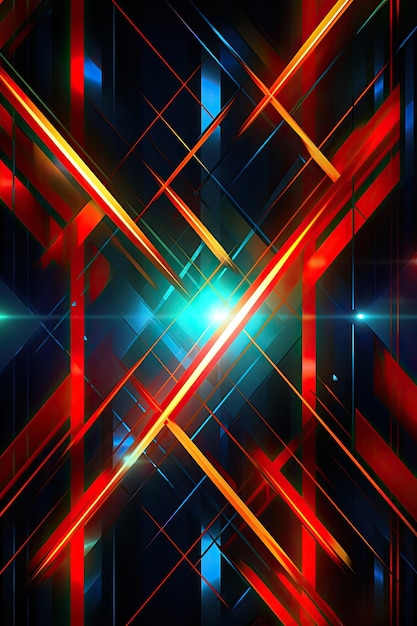 A red and blue lines and lights