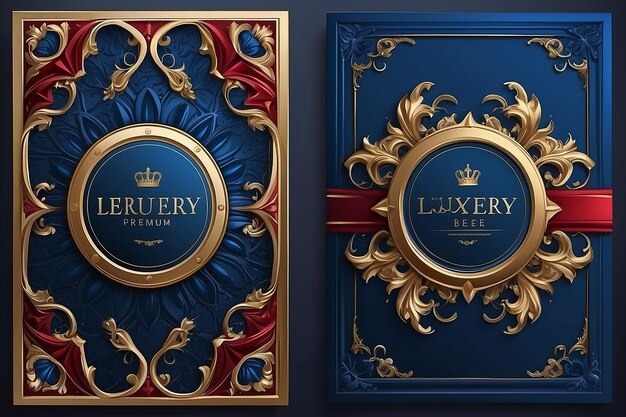 Red and Blue Luxury Premium Cover Design Royal Vinage Effect Frame styele Design Modern Design Background