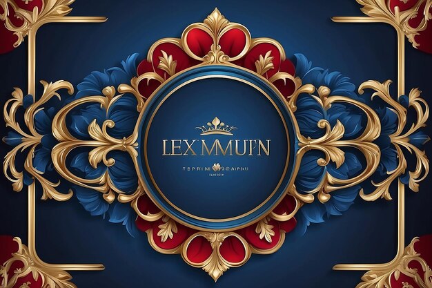 Photo red and blue luxury premium cover design royal vinage effect frame styele design modern design background