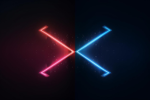 Red and blue neon arrow wide background