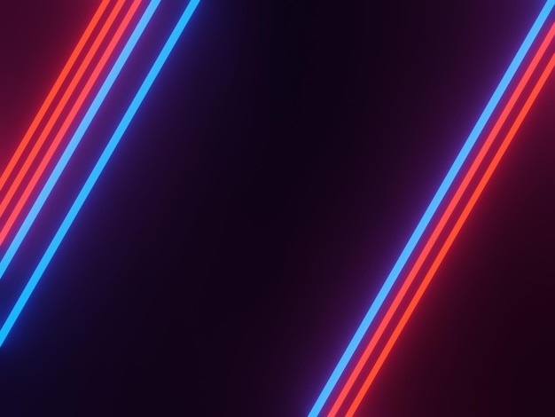 Red and blue neon lights on black background